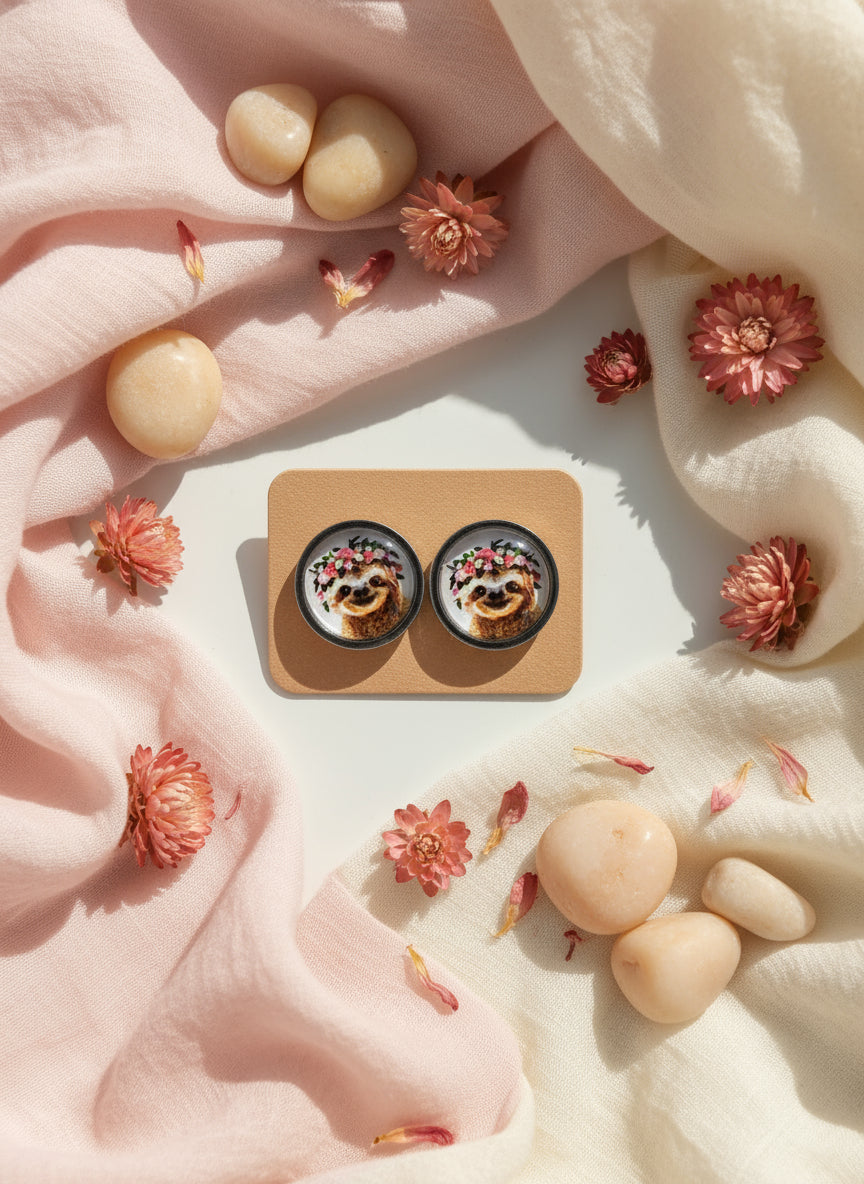 Cabochon Earring with Animal