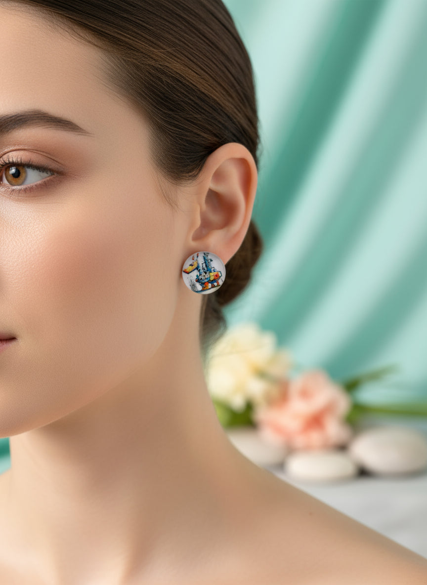 Cabochon Earring with Animal