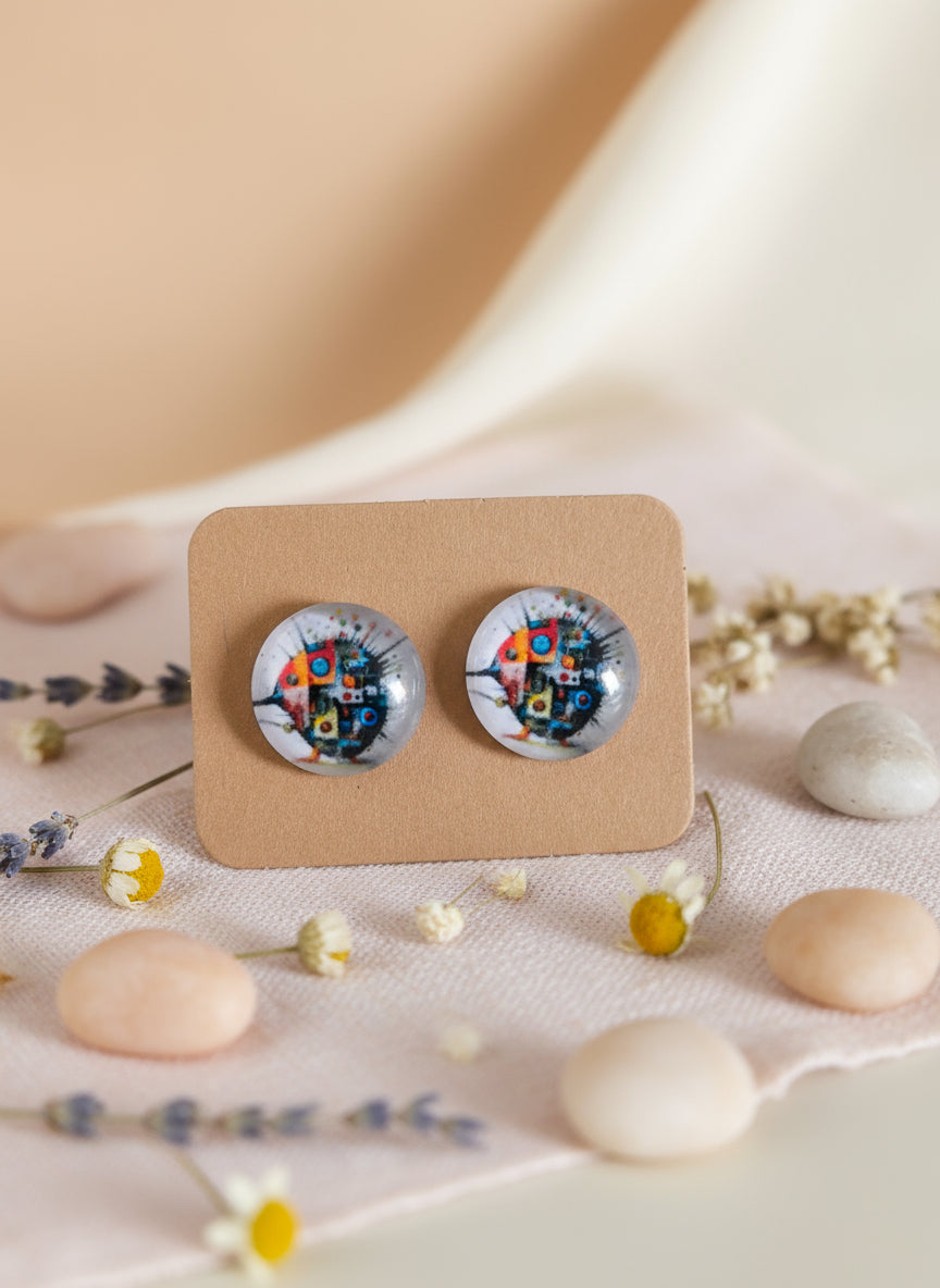 Cabochon Earring with Animal