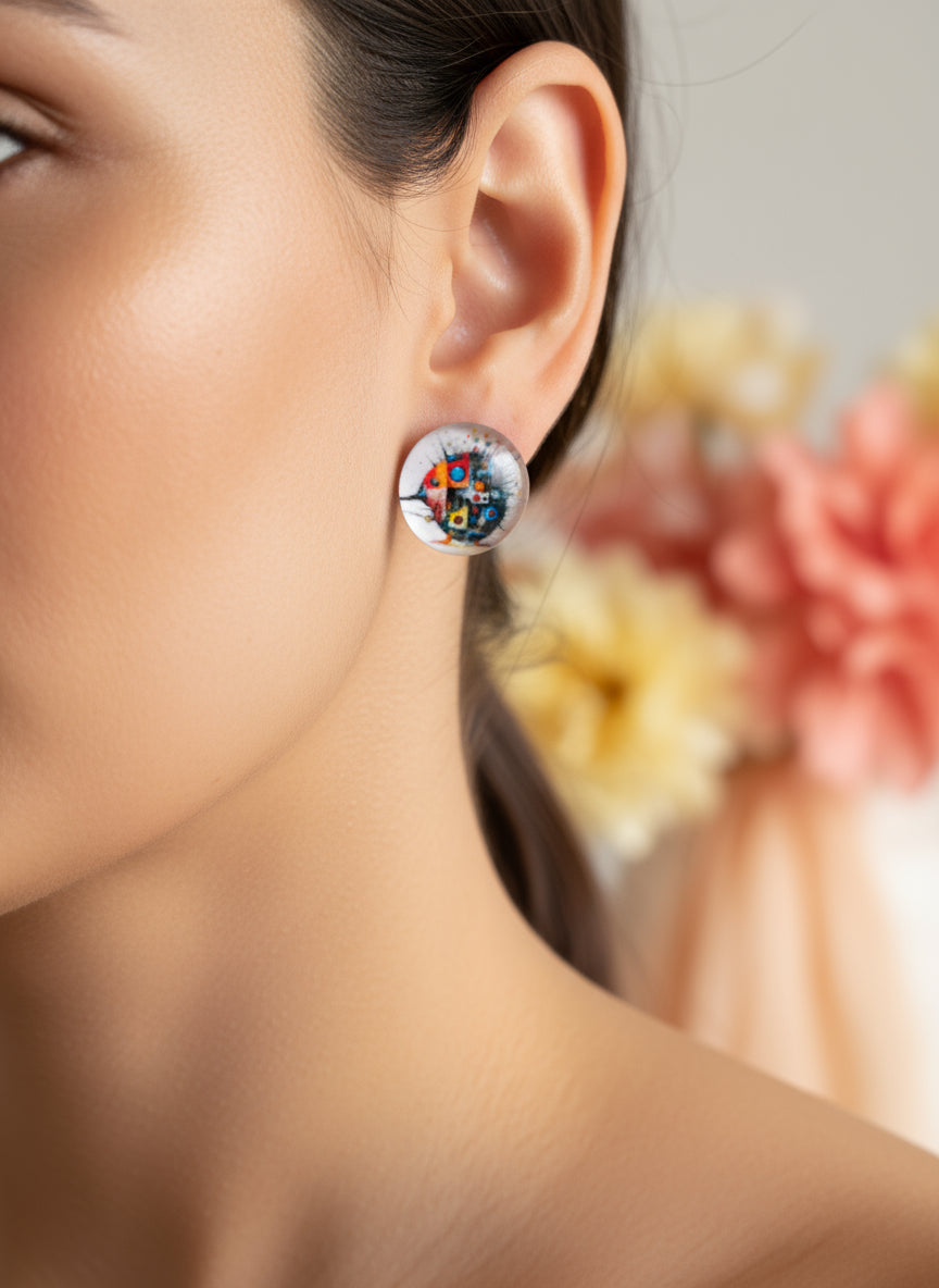 Cabochon Earring with Animal