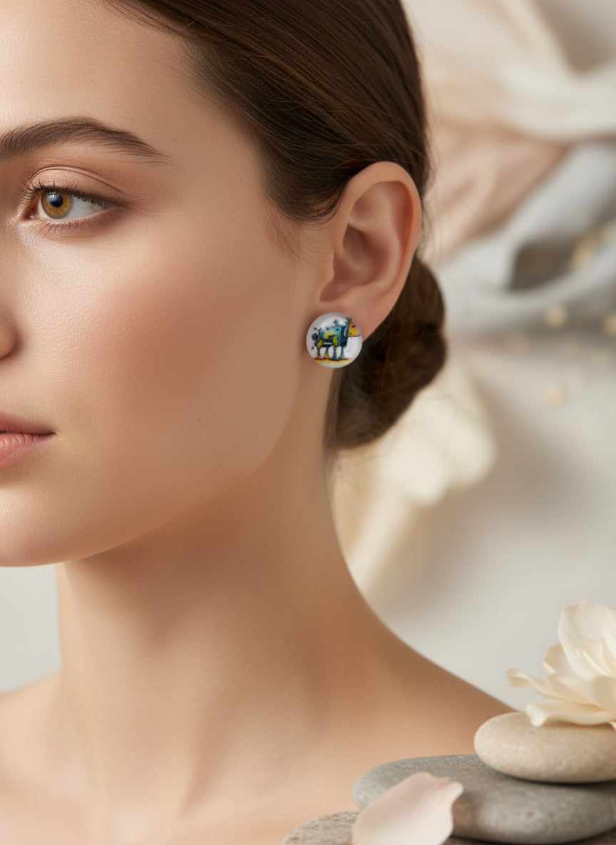 Cabochon Earring with Animal