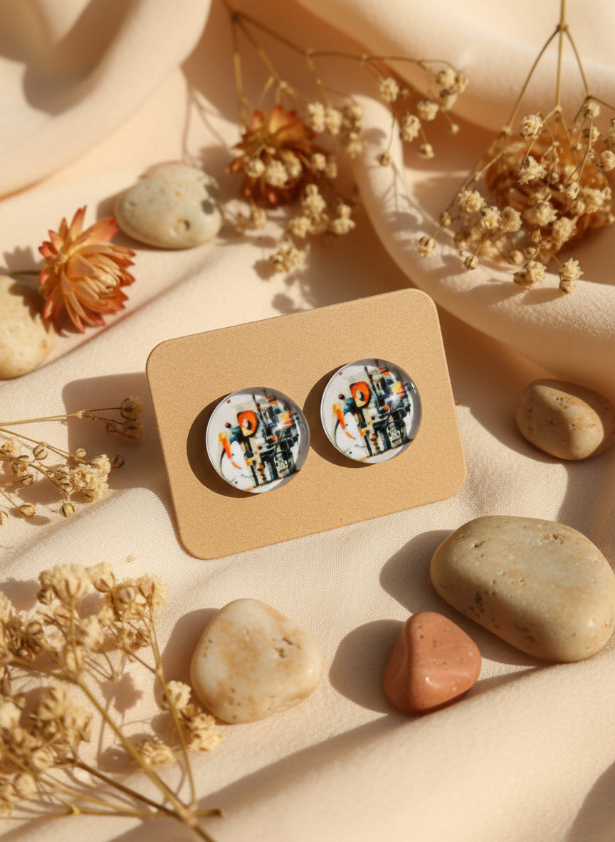 Cabochon Earring with Animal