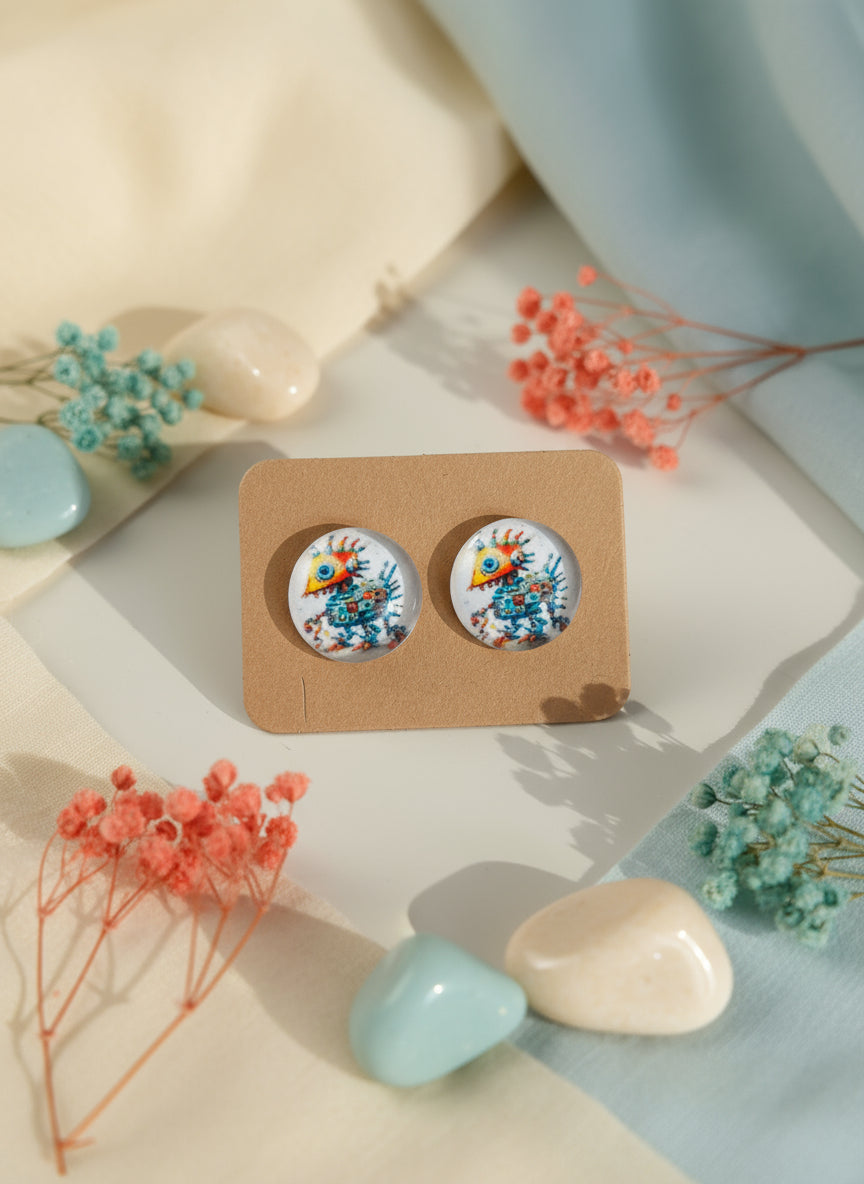 Cabochon Earring with Animal