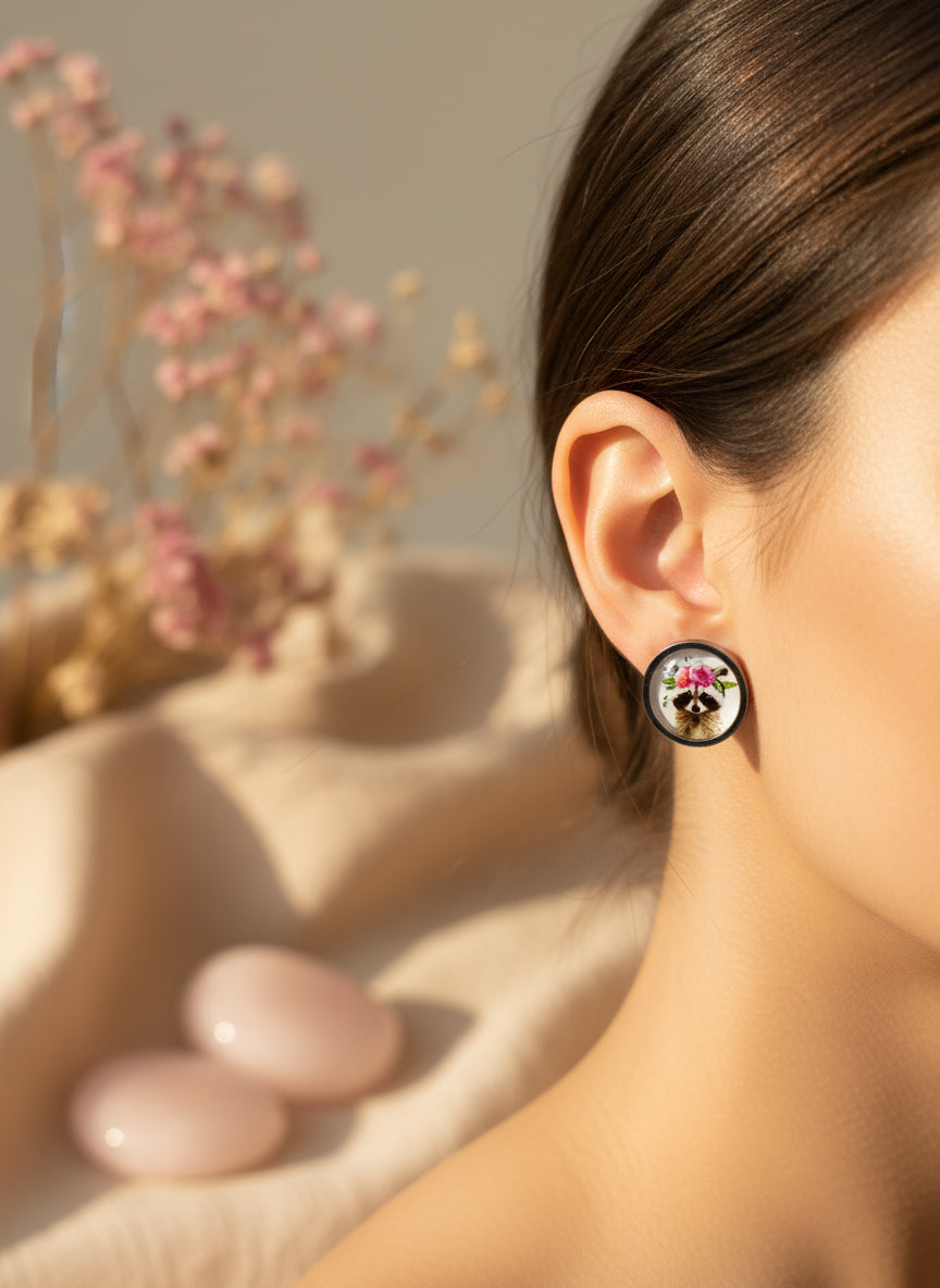 Cabochon Earring with Animal