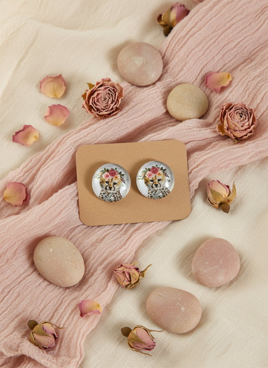Cabochon Earring with Animal