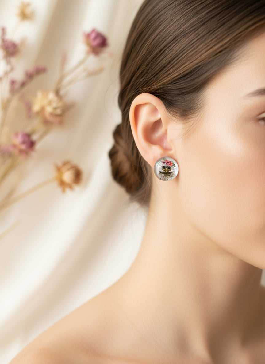 Cabochon Earring with Animal