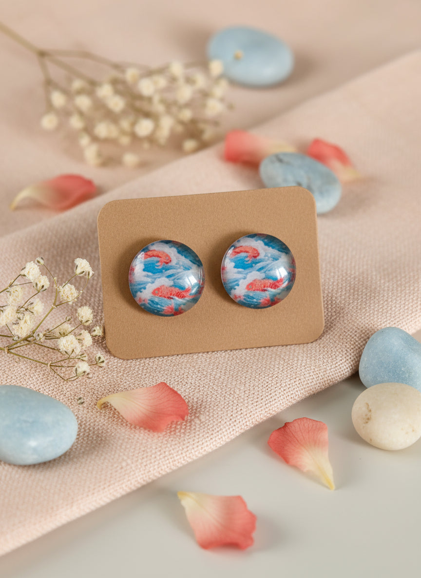Cabochon Earring with Animal