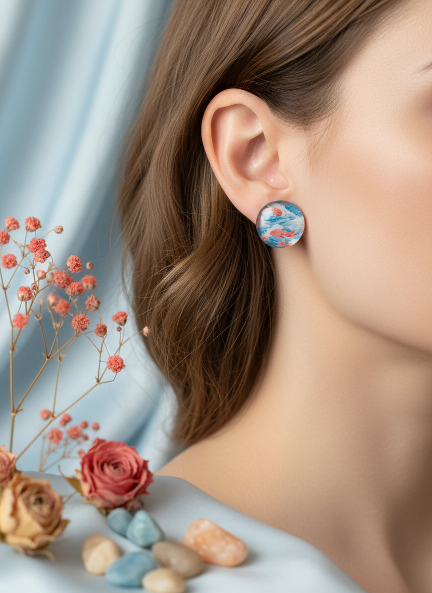 Cabochon Earring with Animal