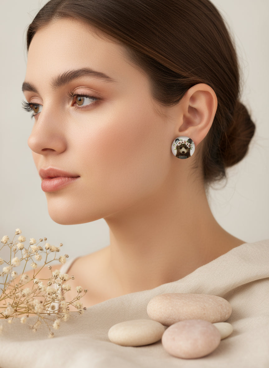 Cabochon Earring with Animal