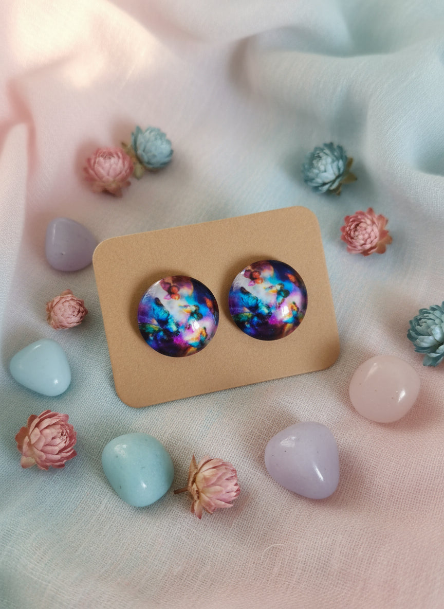 Cabochon Earring with Butterfly