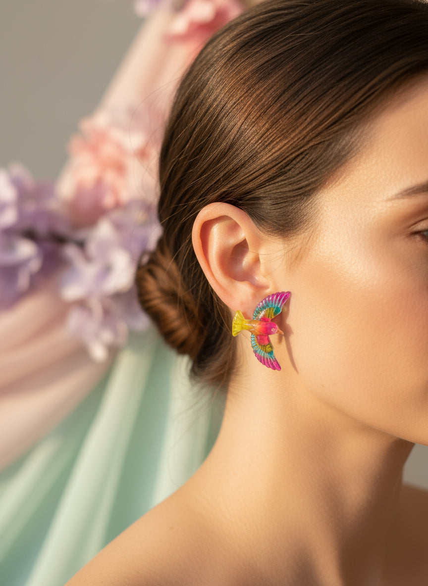 Plastic Earring with Bird