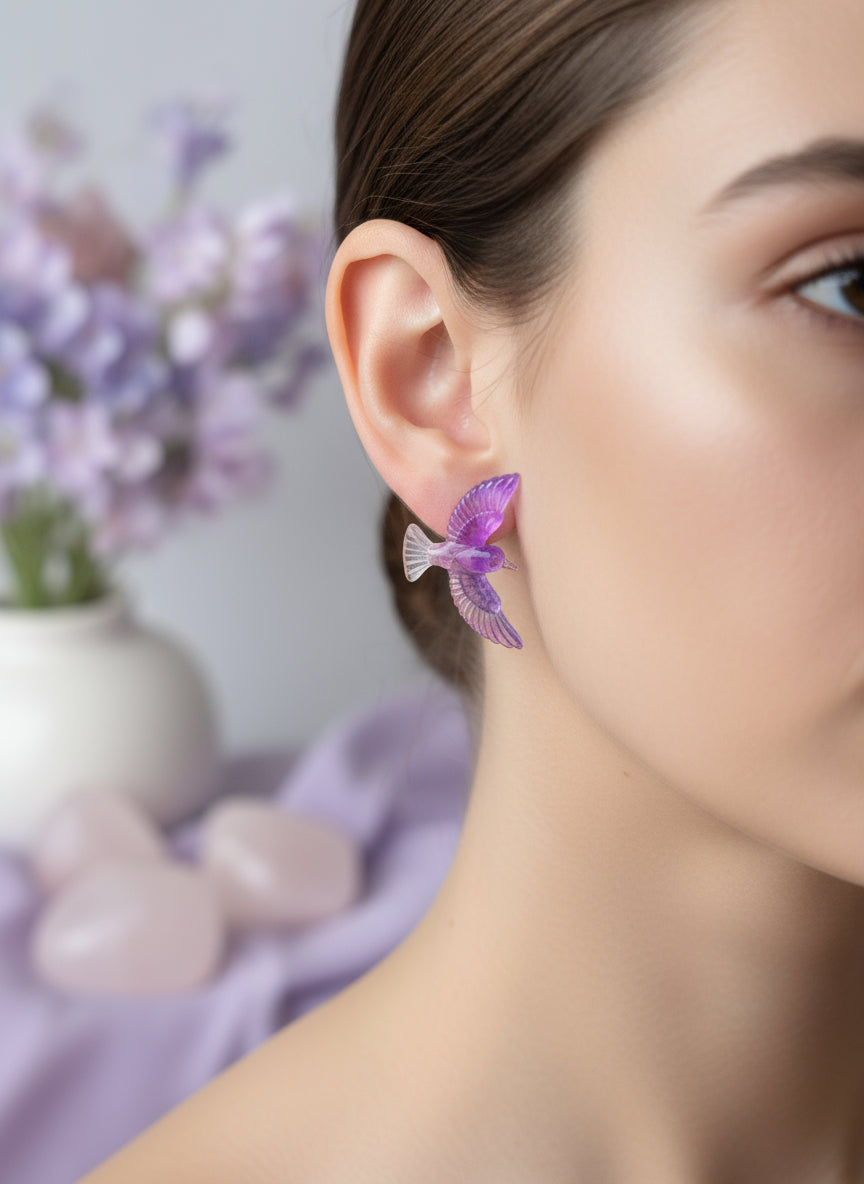 Plastic Earring with Bird