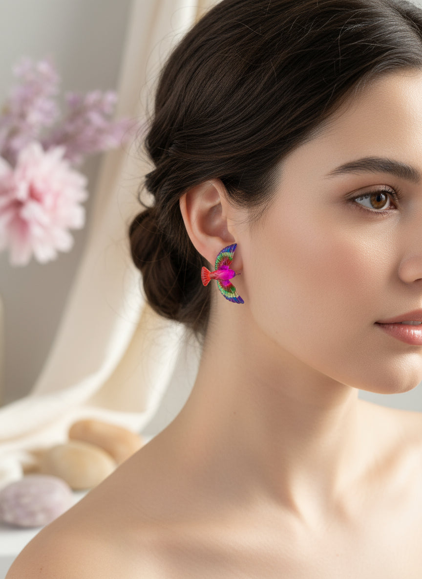 Plastic Earring with Bird