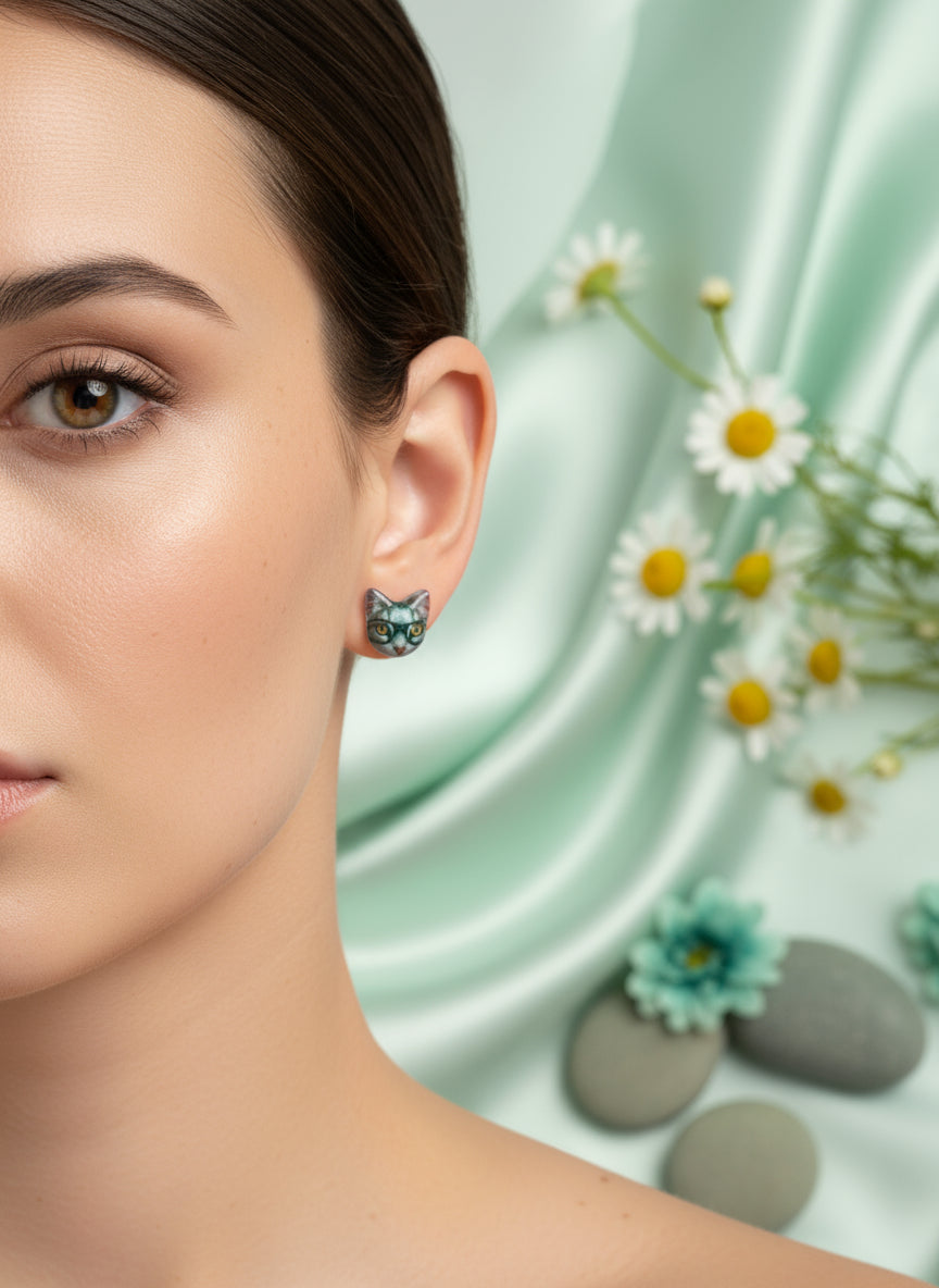 Plastic Earring with Cat