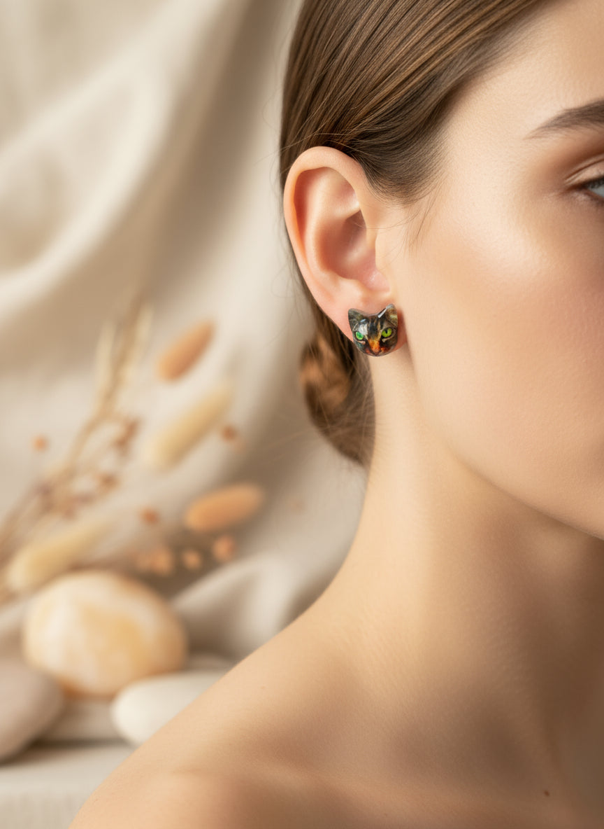 Plastic Earring with Cat