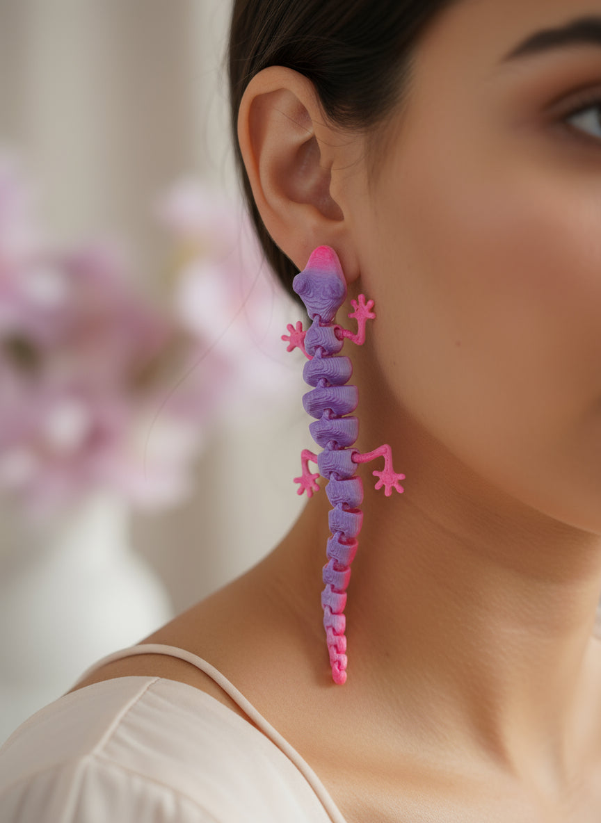 Plastic Earring with Gecko