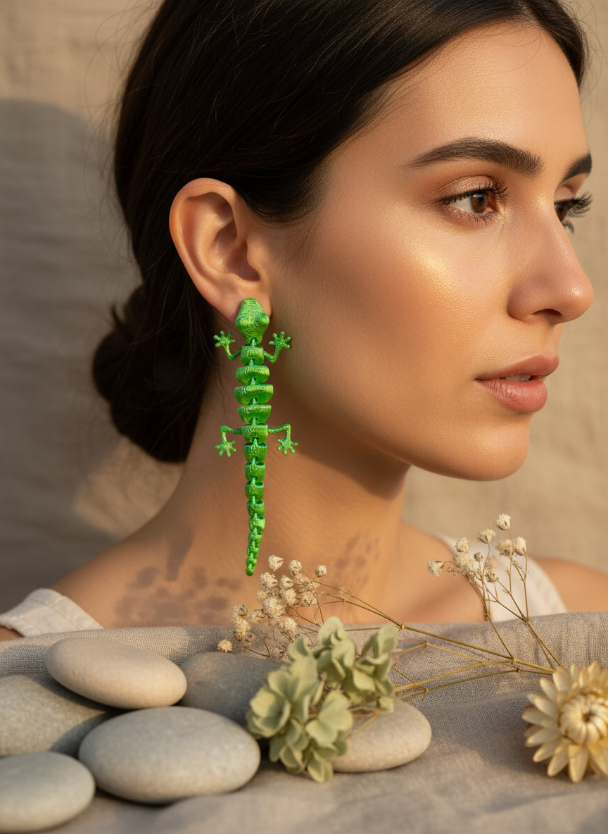 Plastic Earring with Gecko