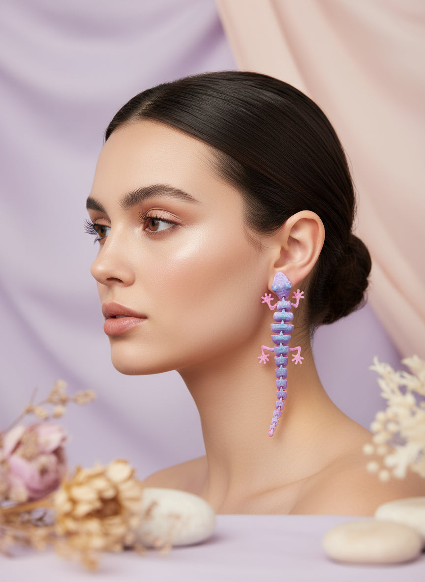 Plastic Earring with Gecko