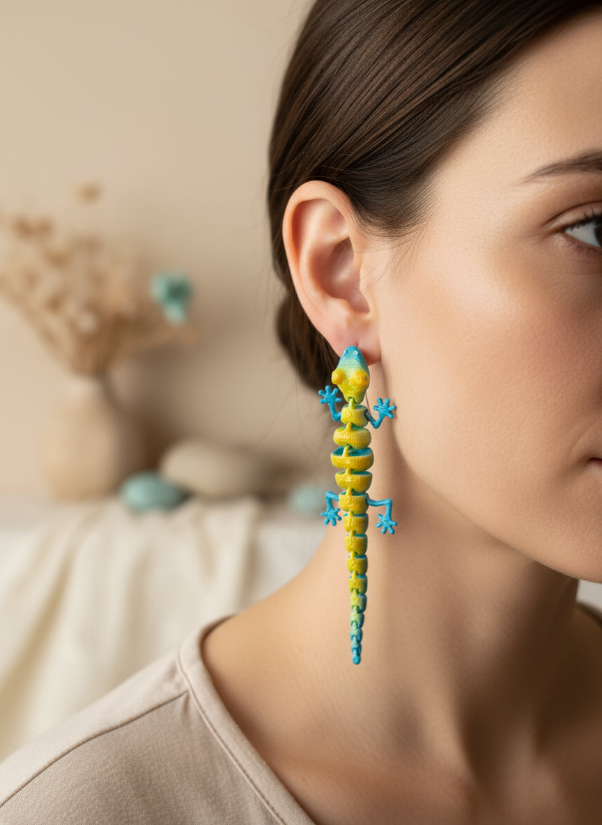 Plastic Earring with Gecko
