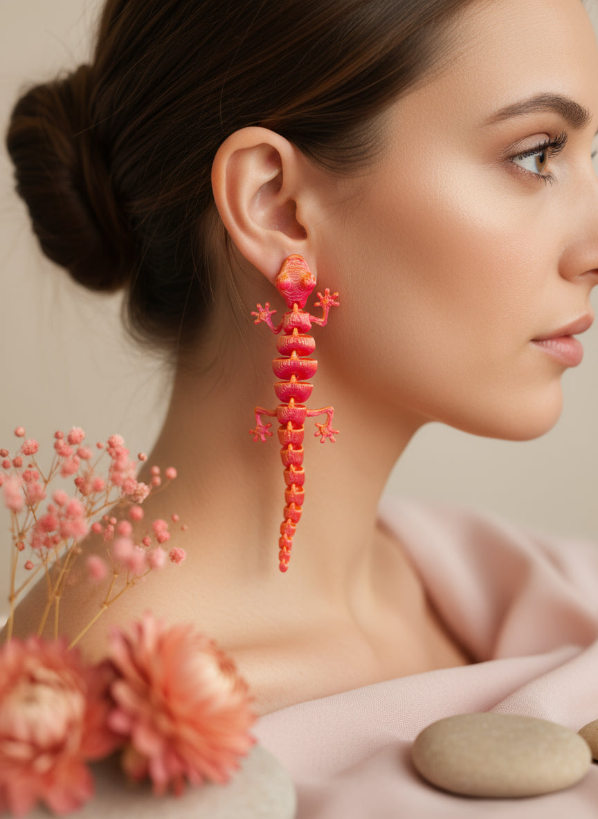 Plastic Earring with Gecko