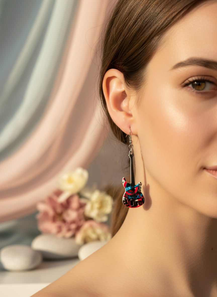 Plastic Earring with Guitar
