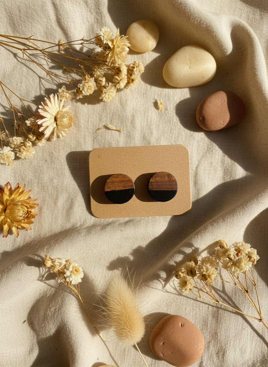 Plastic Woodlike Earring