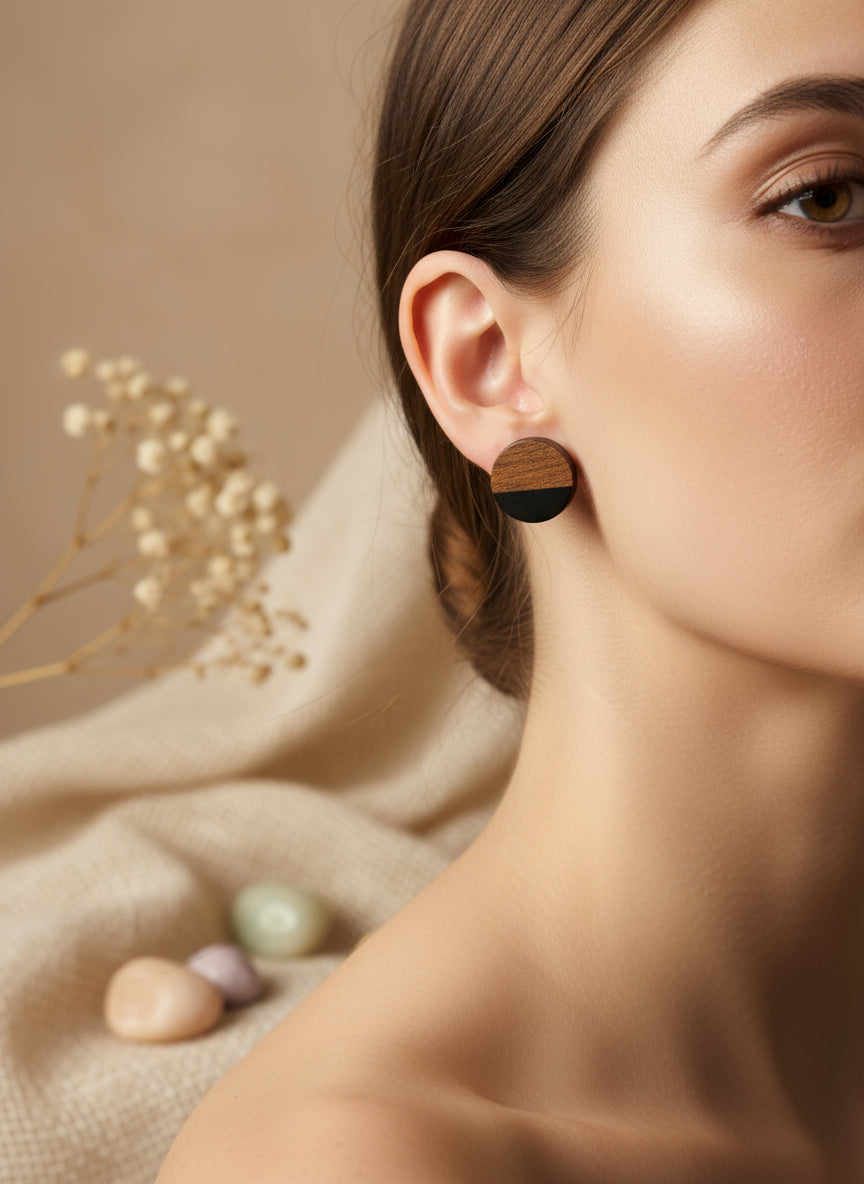 Plastic Woodlike Earring