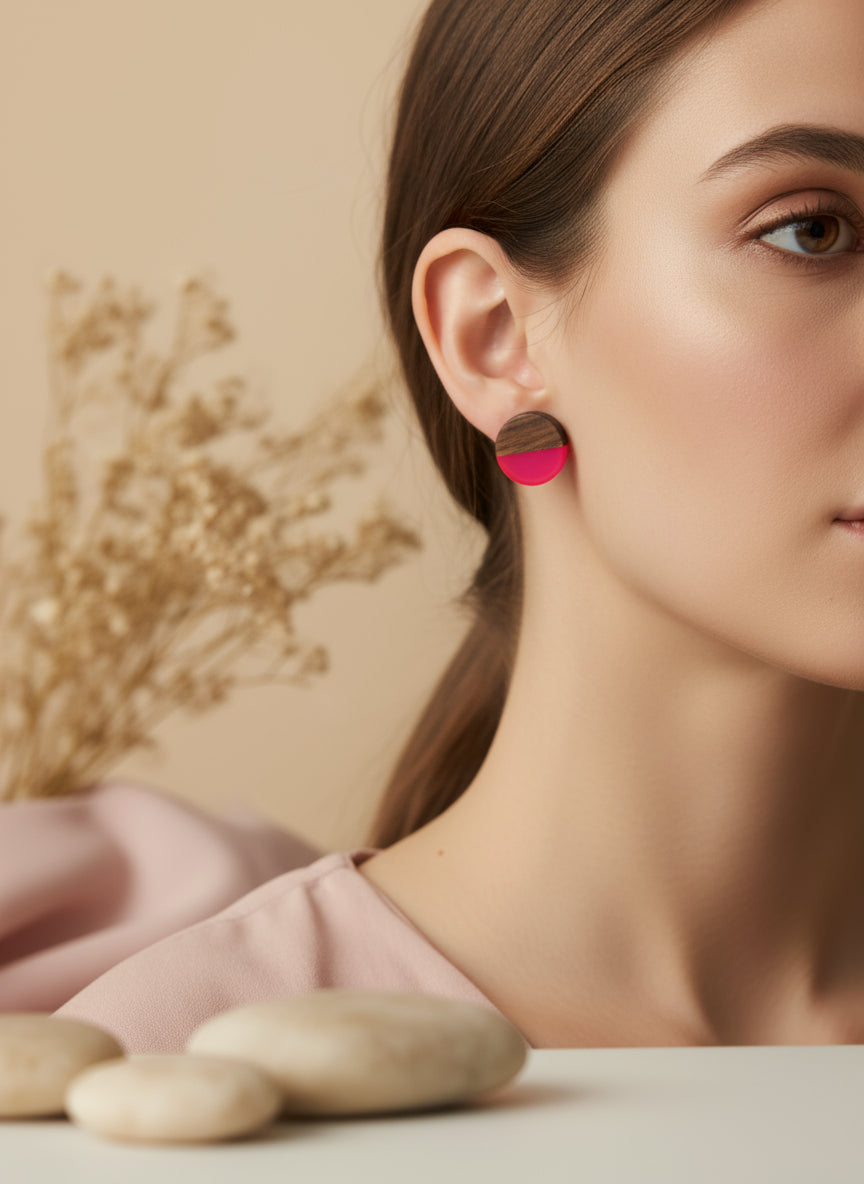 Plastic Woodlike Earring