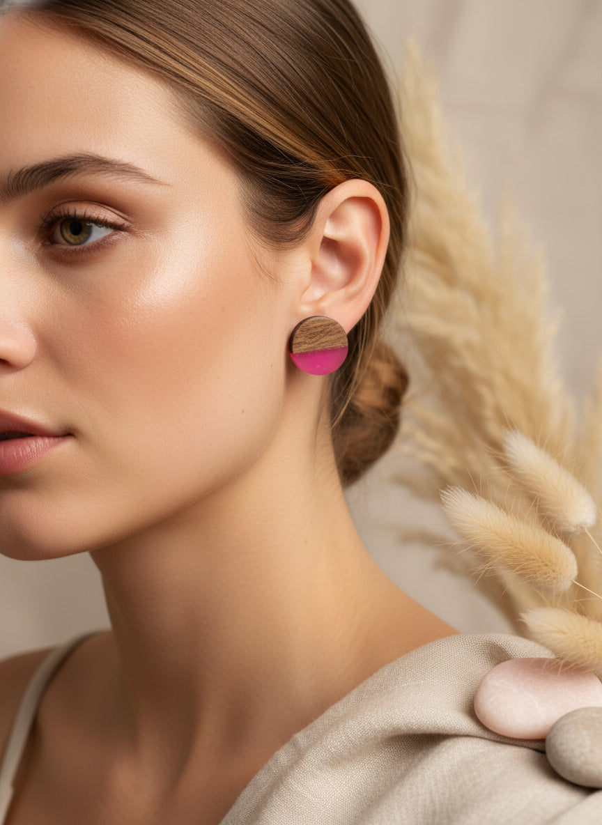 Plastic Woodlike Earring