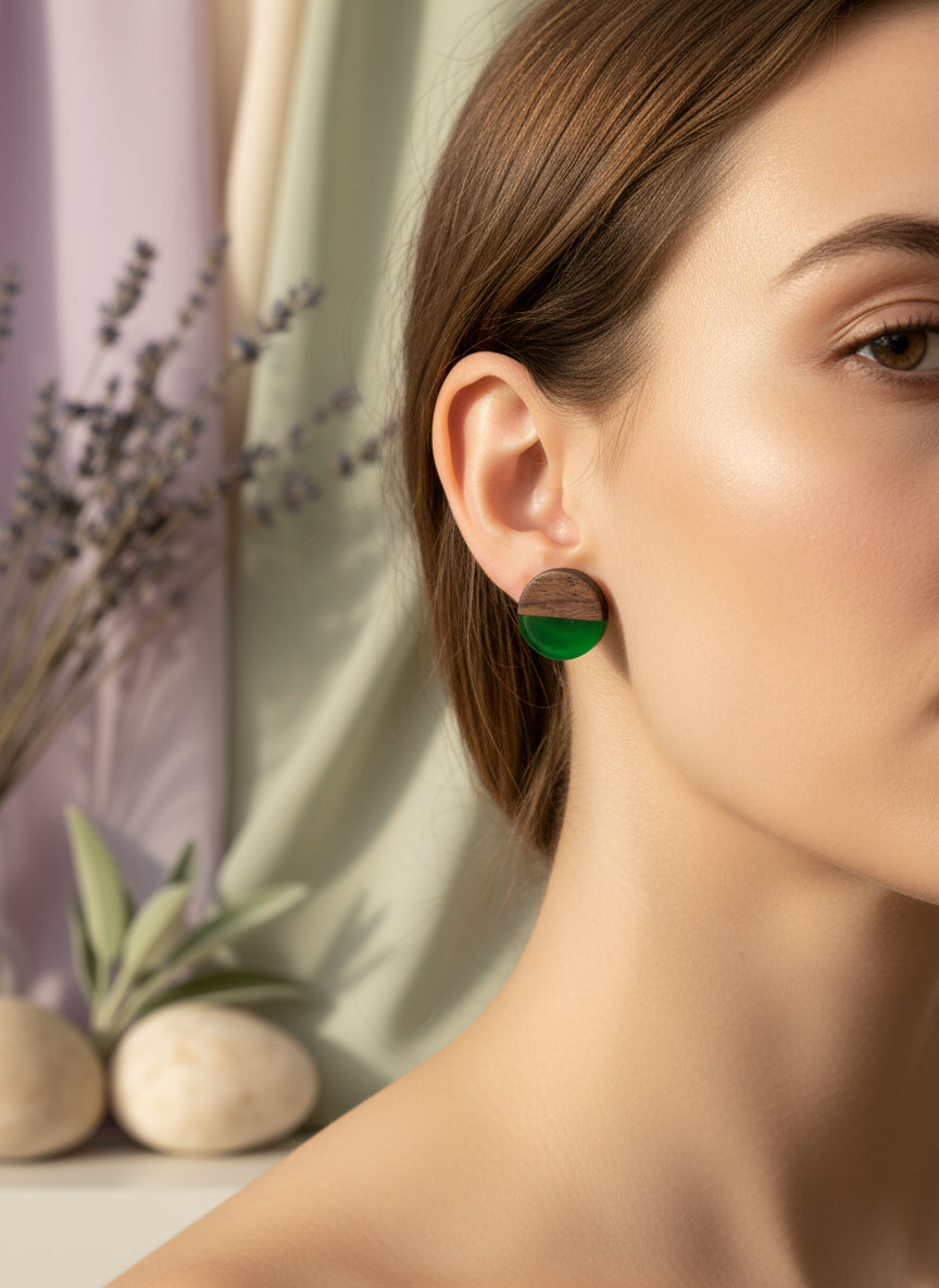 Plastic Woodlike Earring