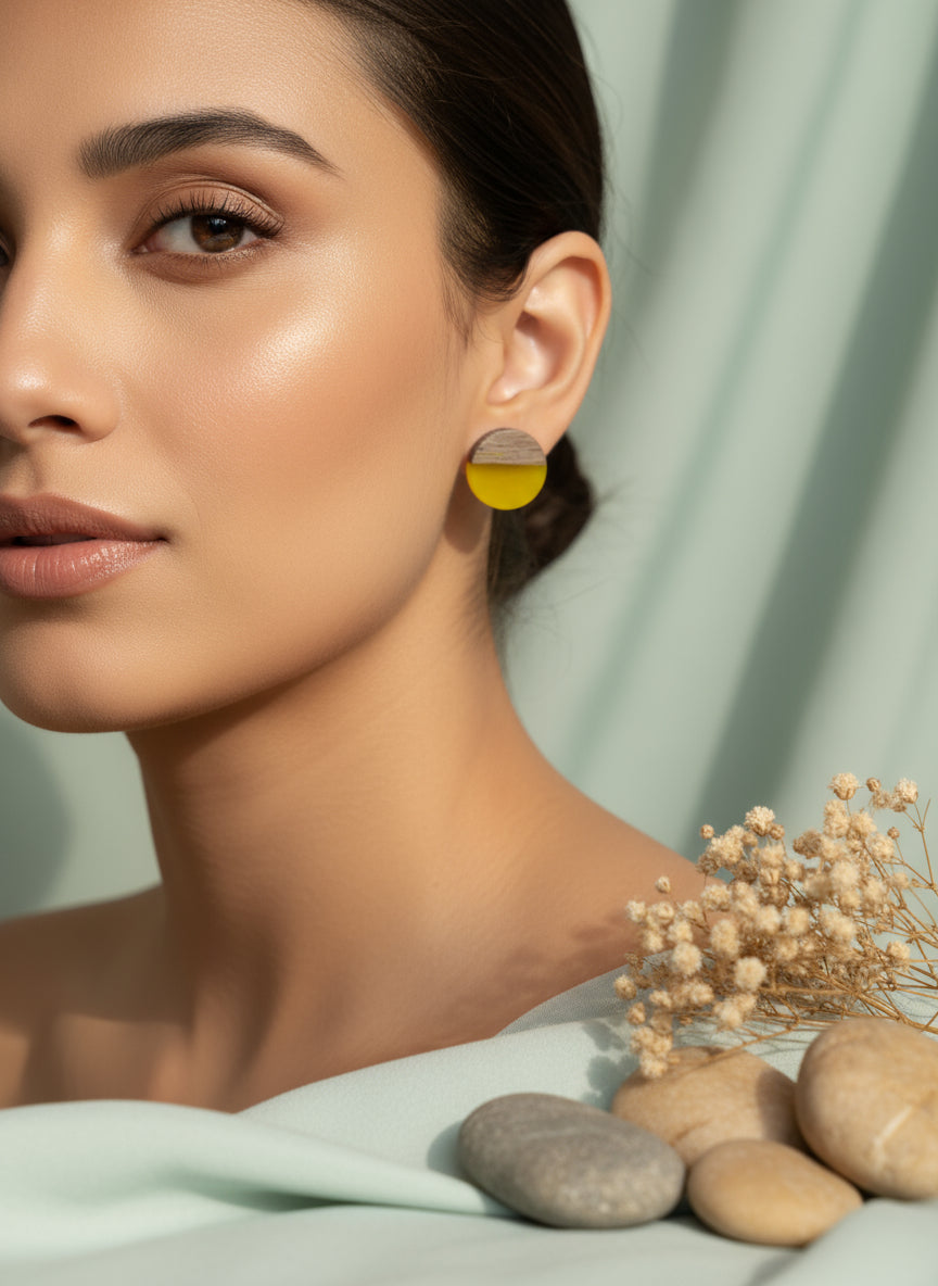 Plastic Woodlike Earring