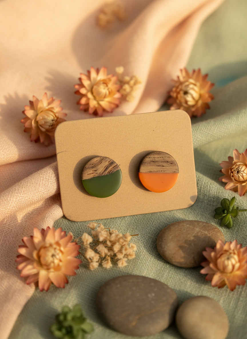 Plastic Woodlike Earring