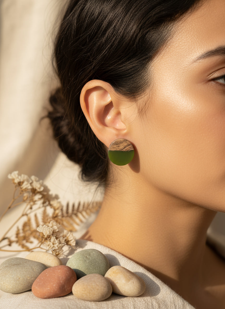 Plastic Woodlike Earring