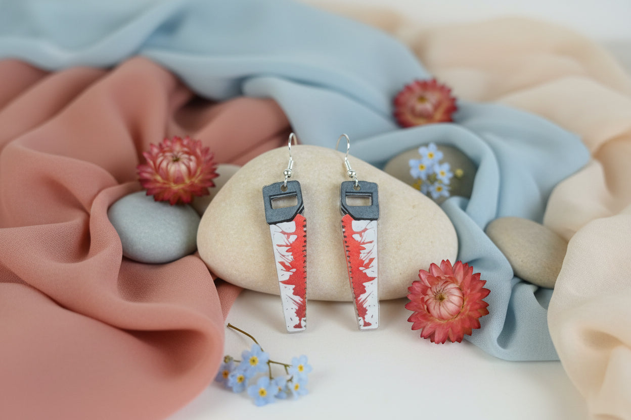 Műanyag fülbevaló Halloween Véres Fűrész