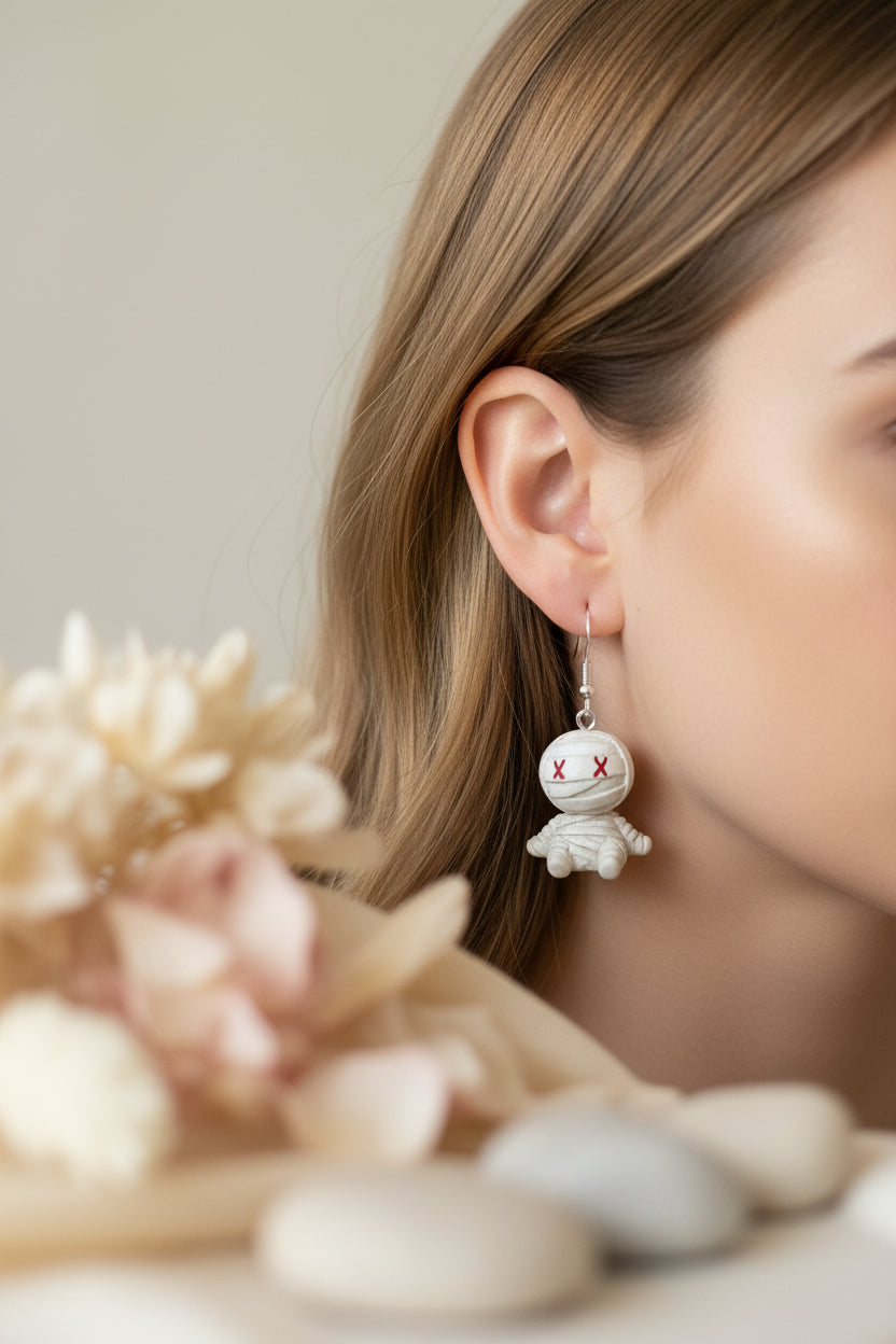 Plastic Earring Halloween Mummy