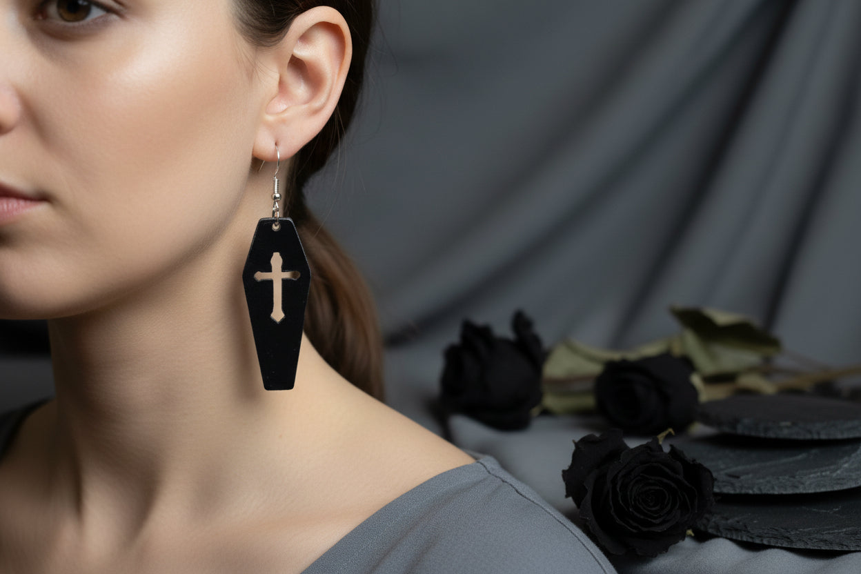 Plastic Earring Halloween Coffin