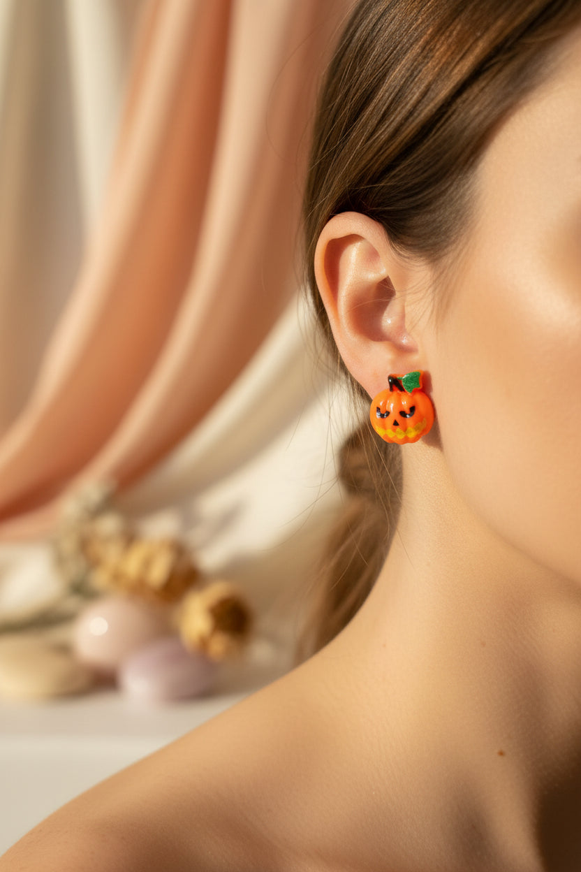 Plastic Earring Halloween Pumpkin