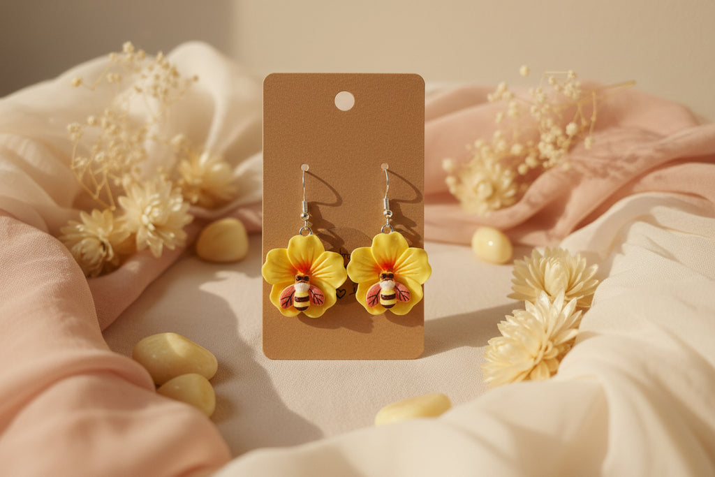 Plastic Earring Flower Yellow