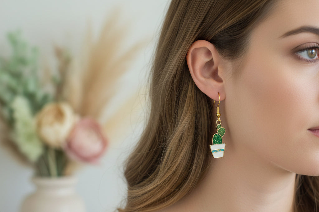 Plastic Earring Plant Cactus