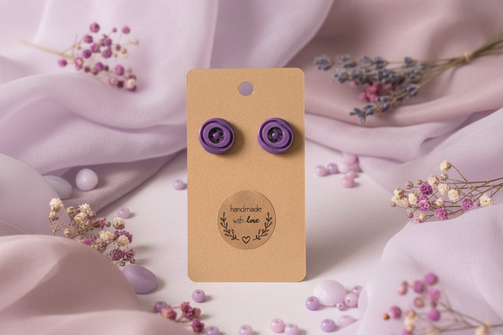 Button Earring Purple