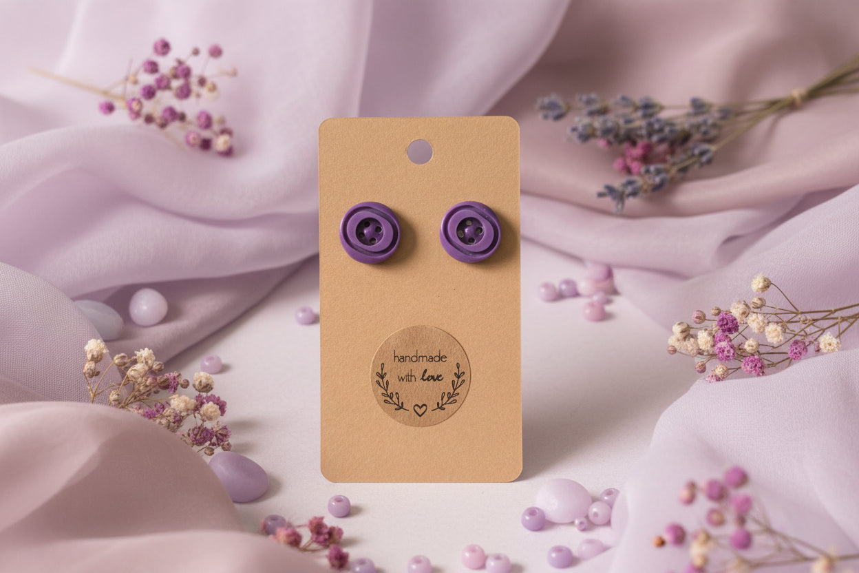 Button Earring Purple