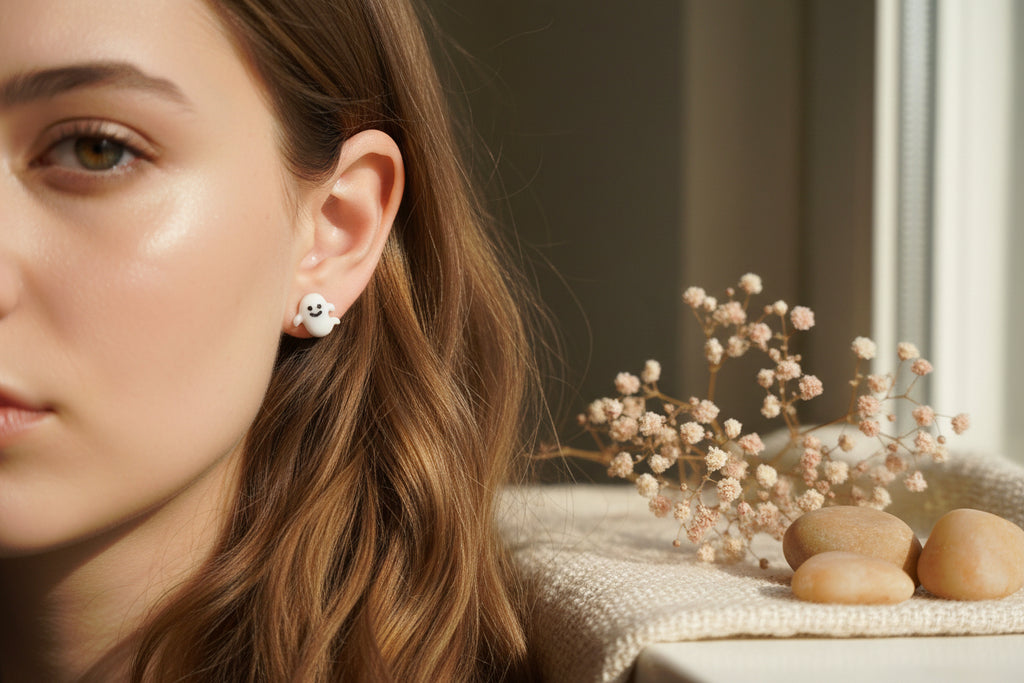 Műanyag Fülbevaló Halloween Szellem Kis