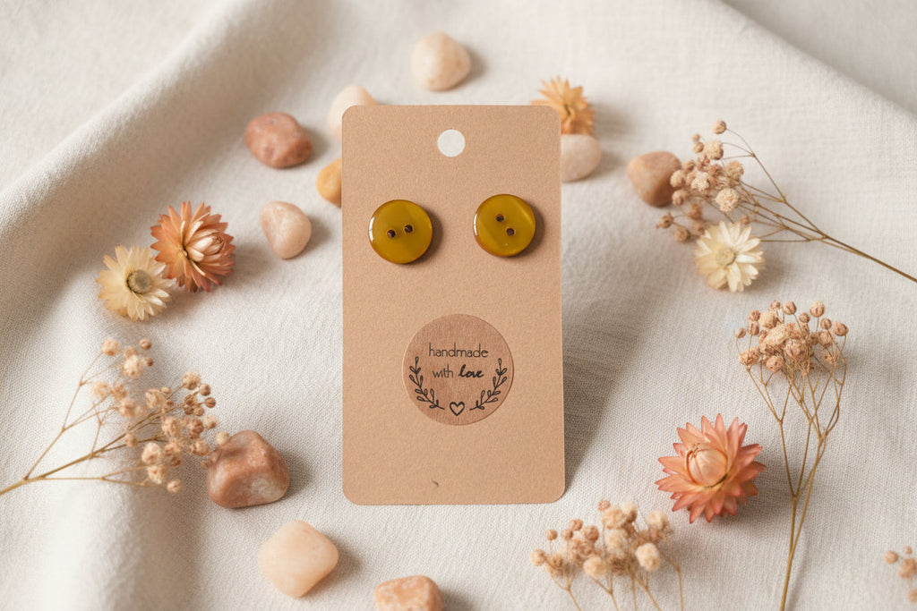 Button Earring Yellow
