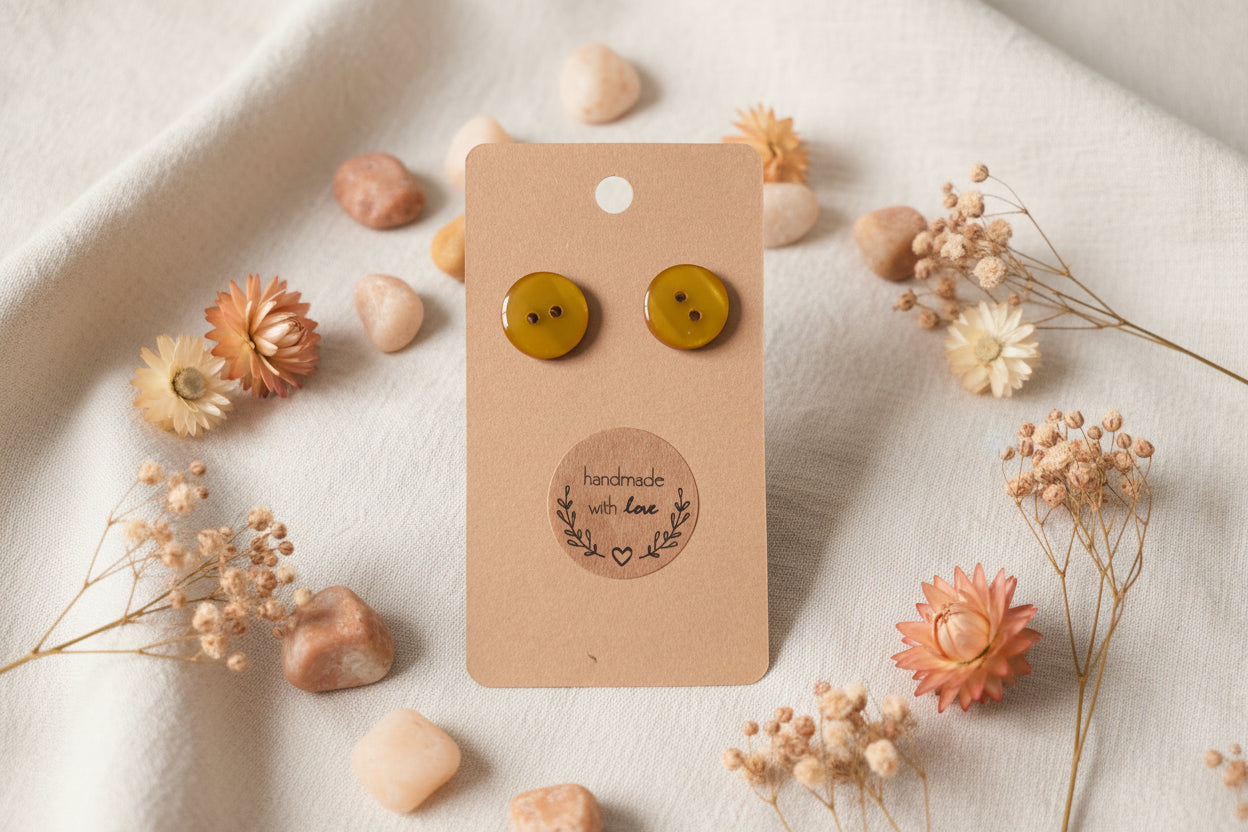 Button Earring Yellow