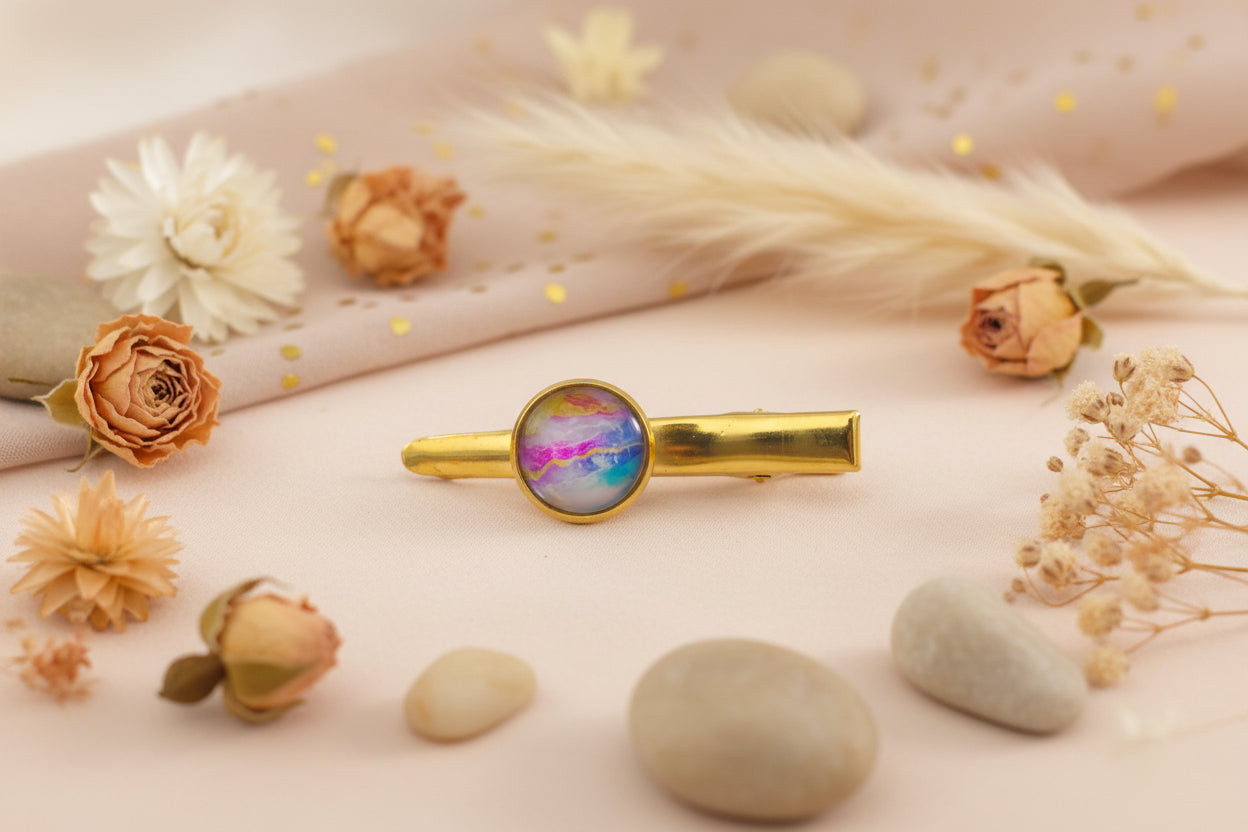 Cabochon Hairclip Colorful Pink