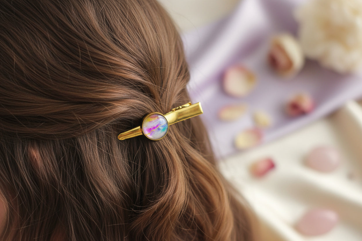 Cabochon Hairclip Colorful Pink