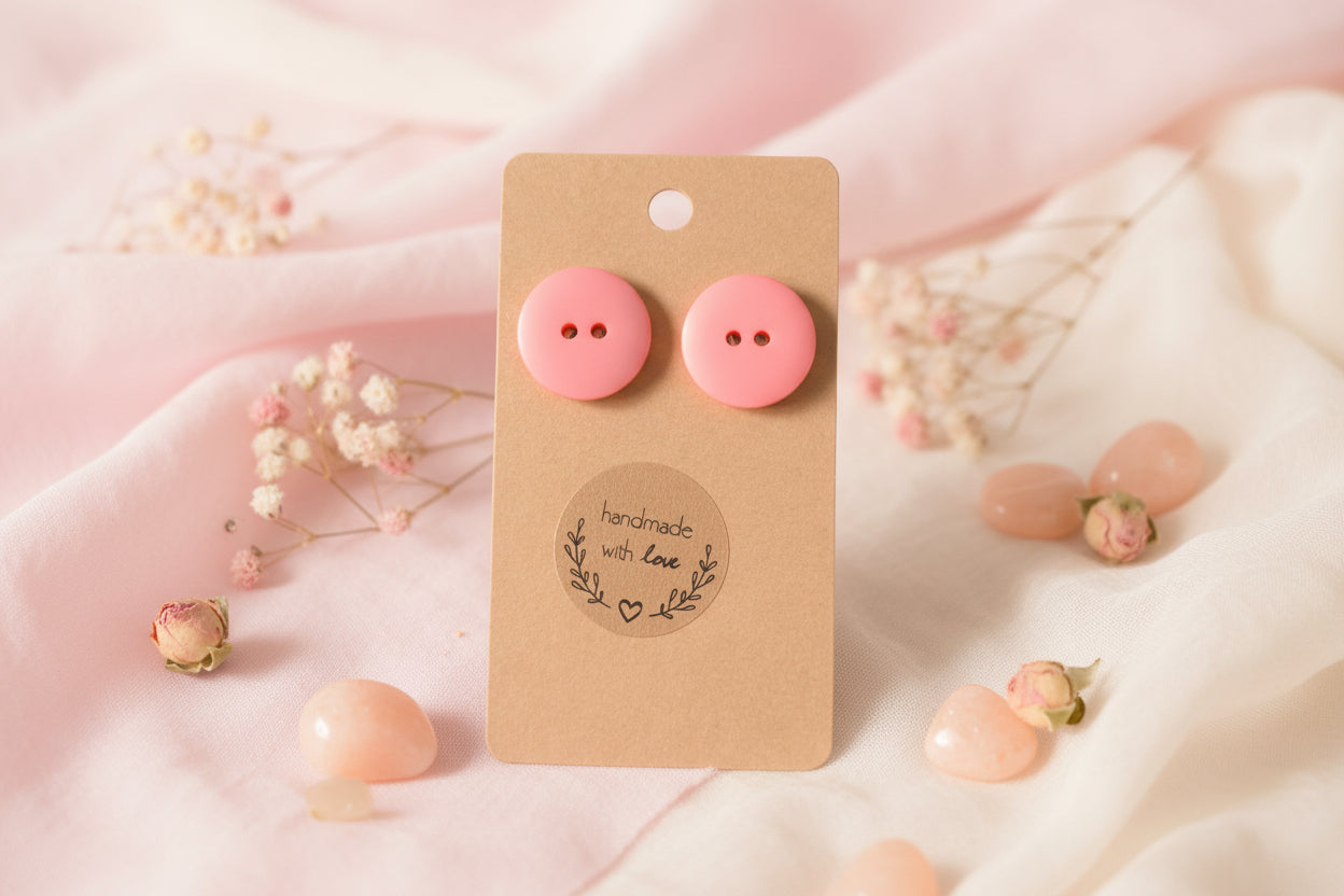 Button Earring Pink