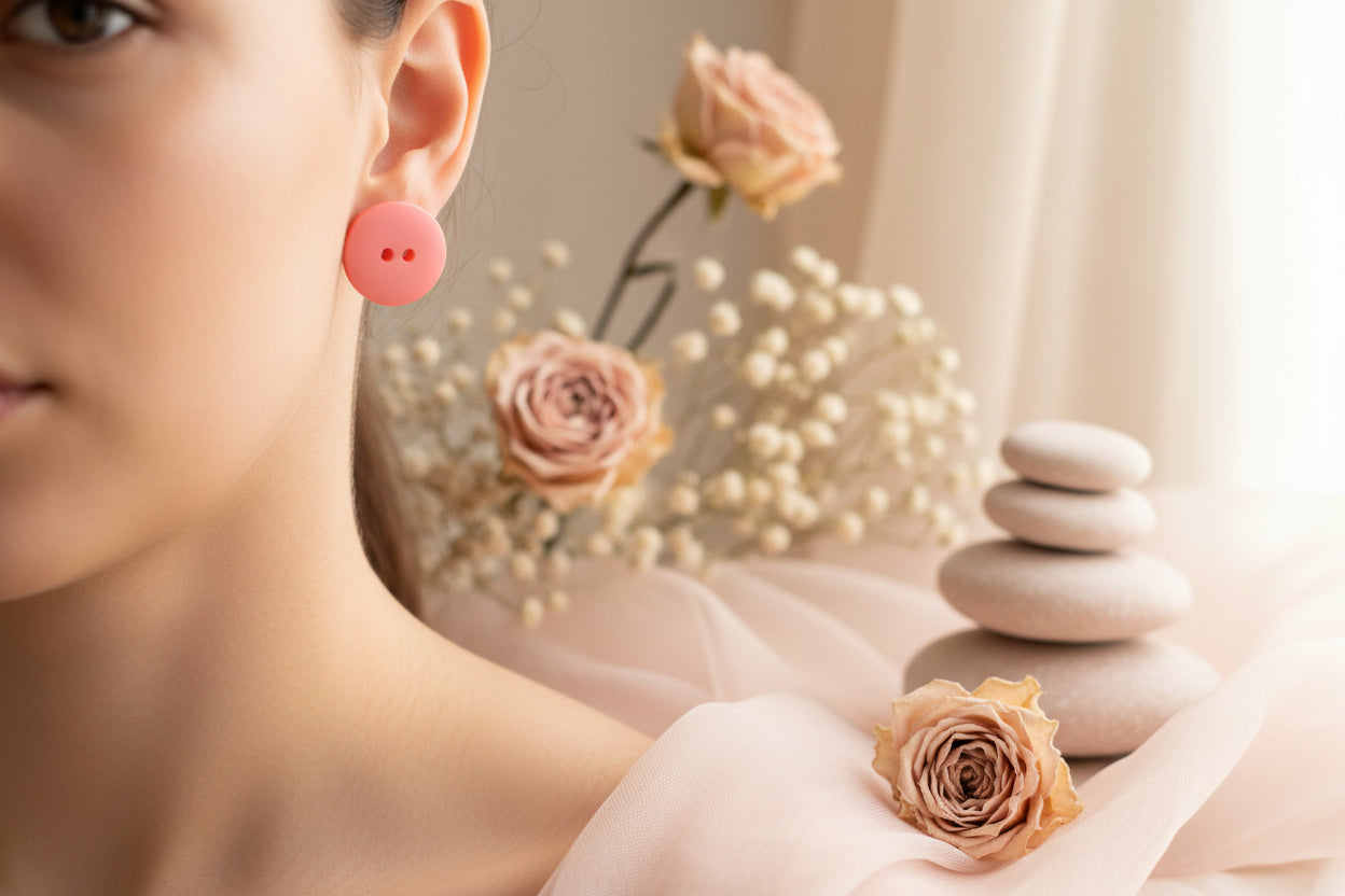 Button Earring Pink