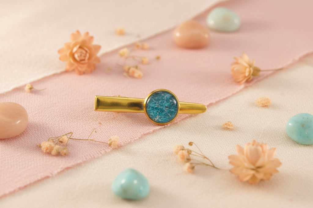 Cabochon Hairclip Blue Mineral