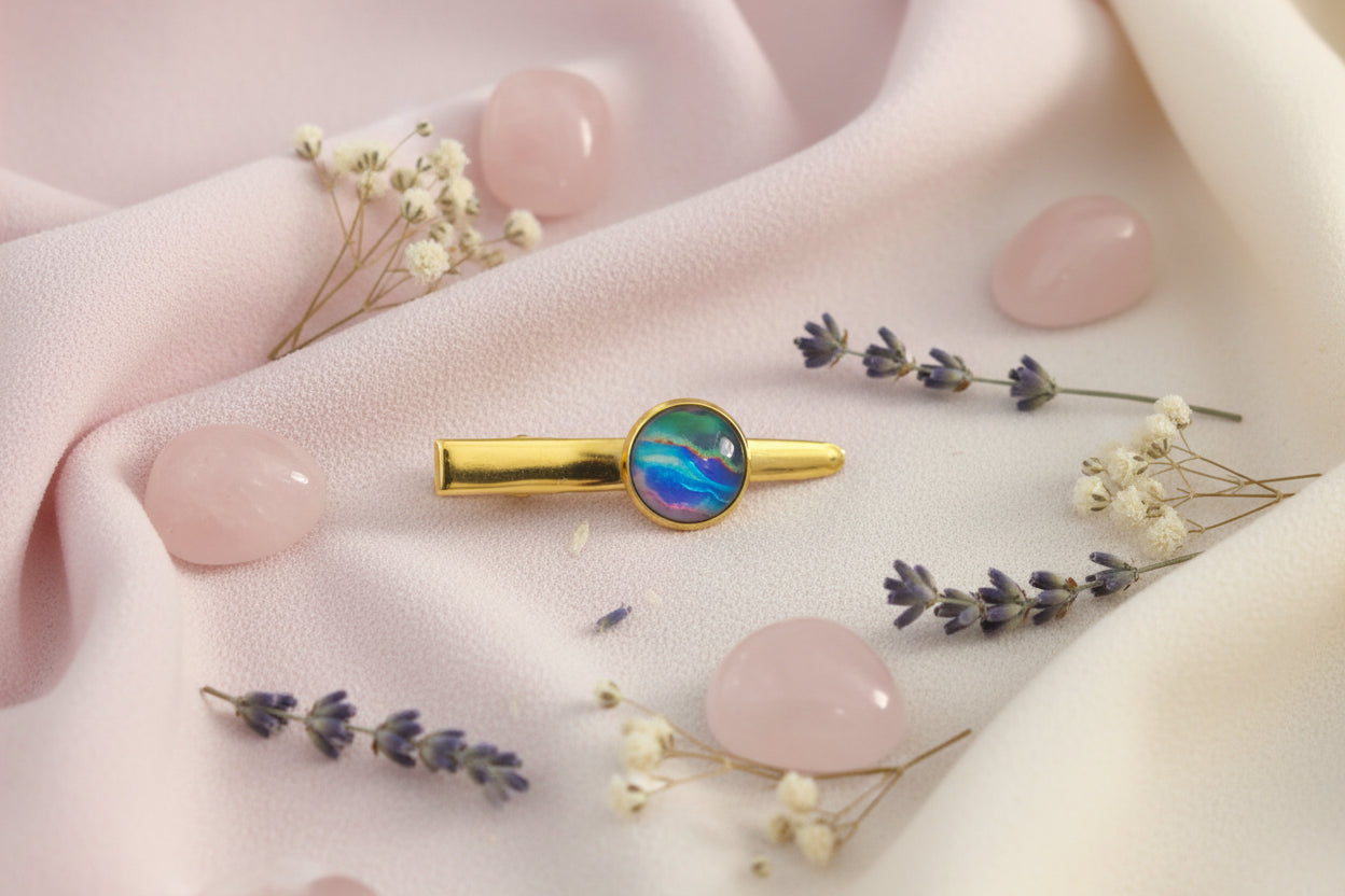 Cabochon Hairclip Blue Waves